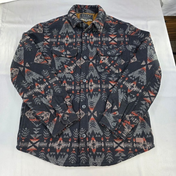 JACHS Wool Blend Jacket Sherpa‎ Lined Aztec Print Button Up Shirt Large NWT - Picture 1 of 11